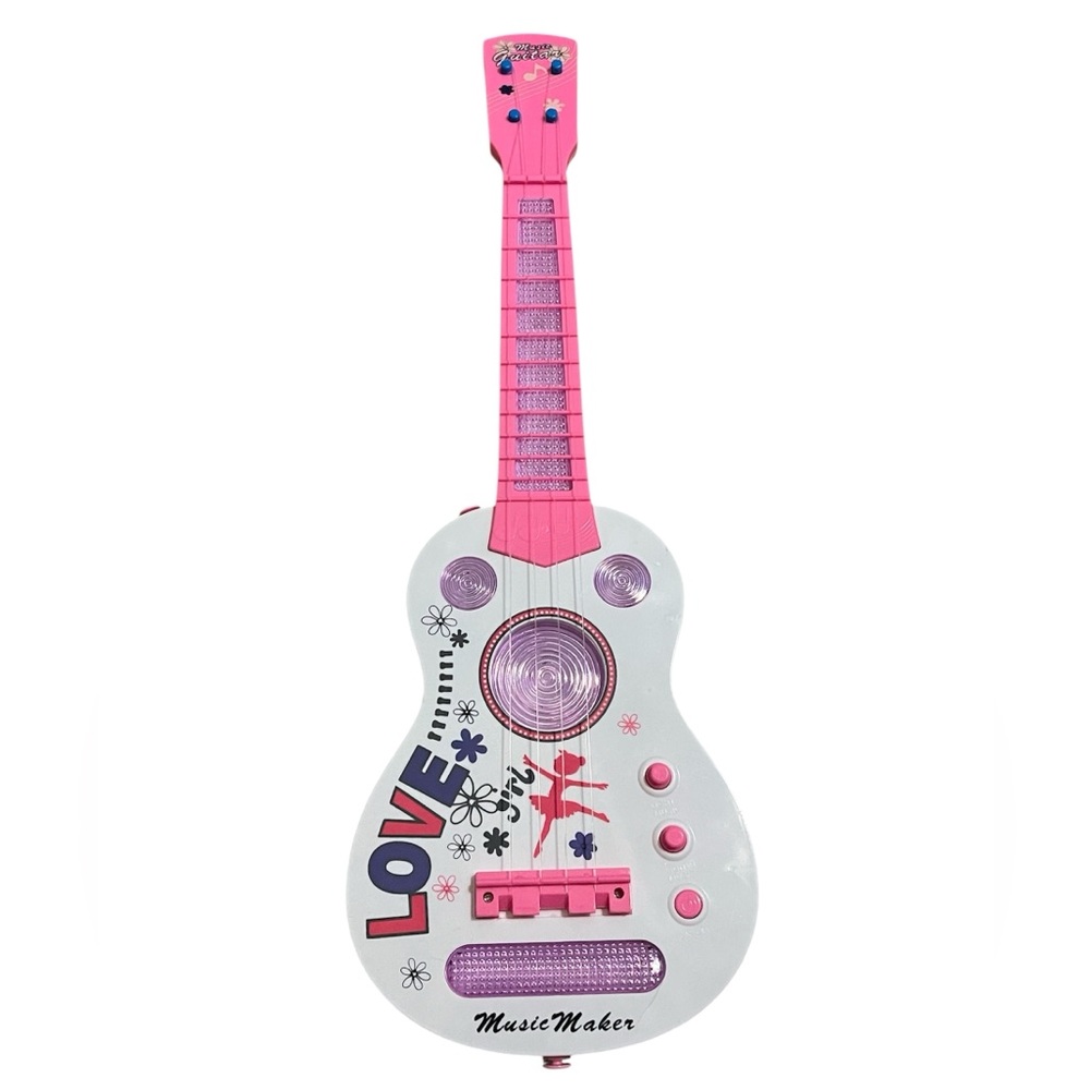 Kids 4 String LED Light Up Guitar - Plays 5 Songs (No shoulder strap) Ages 2-4 - Picture 4 of 5